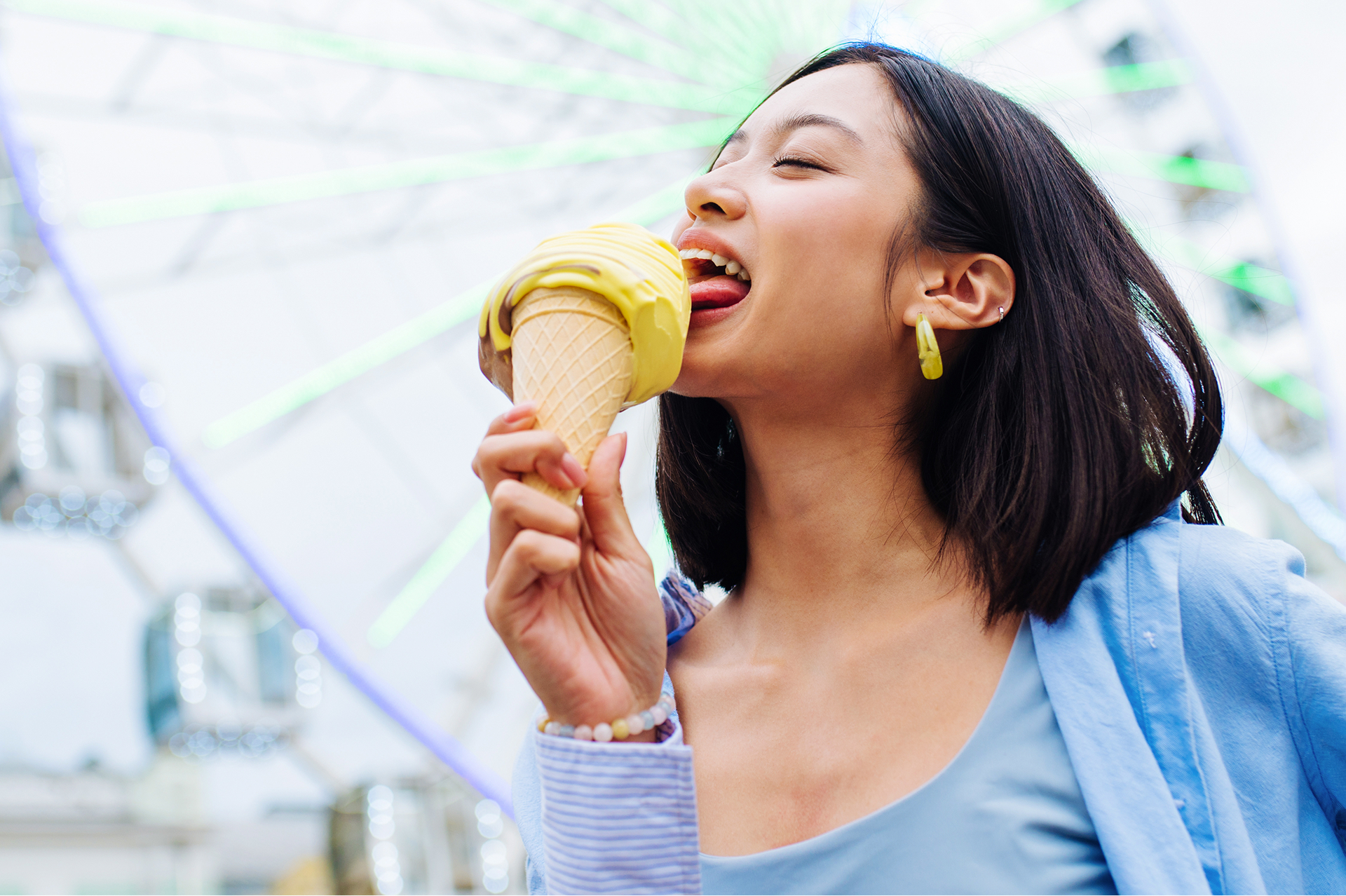 Woman enjoying ice cream – Small joys first, Toluna Thailand study